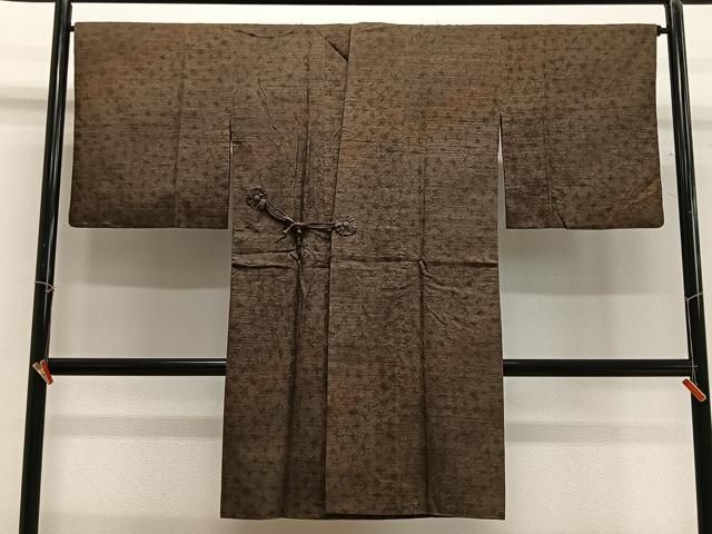 平和屋着物∞道中着　紬地　絞り　霞文　ロング丈　正絹　逸品　CABG3952ua