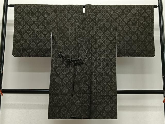 平和屋着物∞道中着　単衣　紬地　花菱文　ロング丈　正絹　逸品　未使用　CABG3953ua