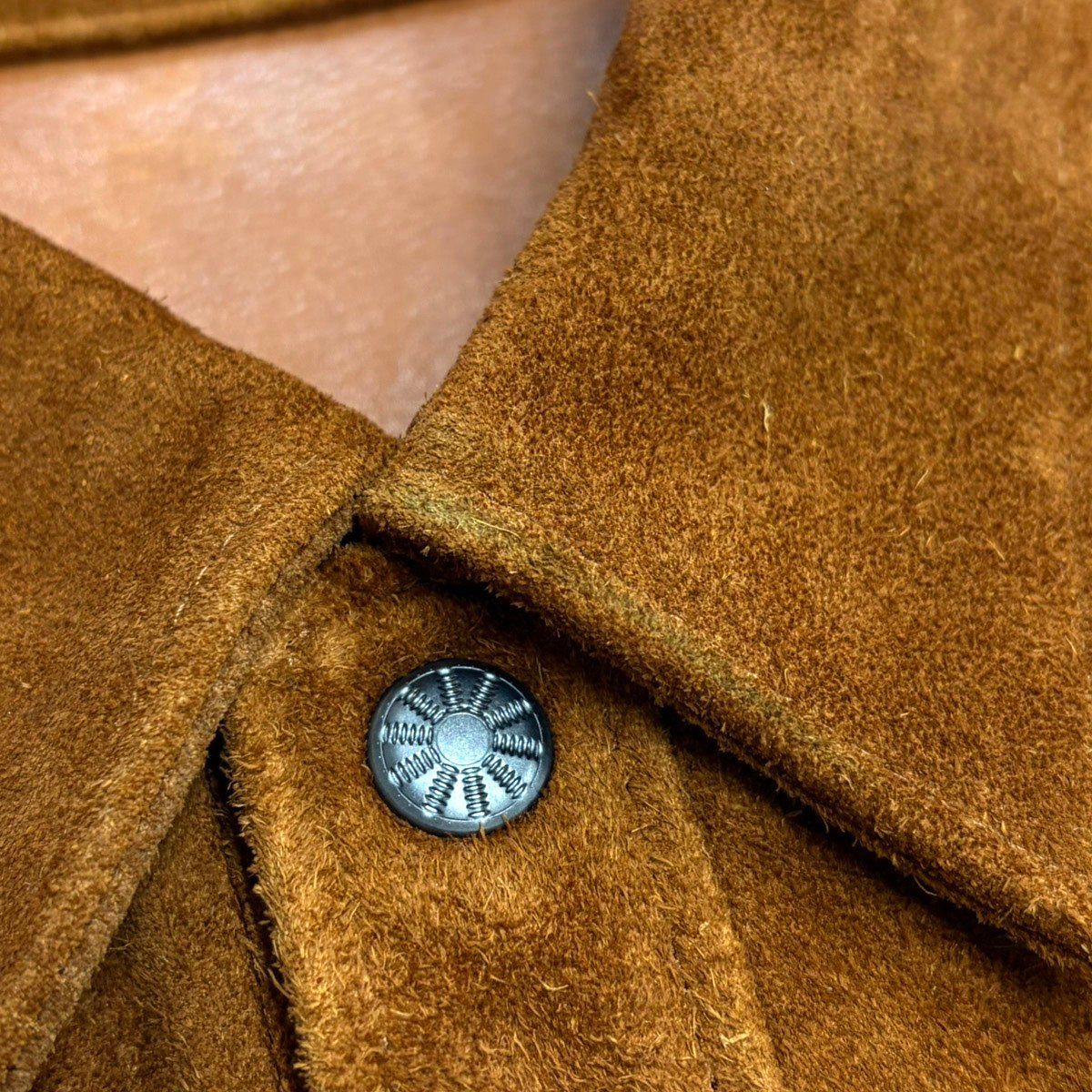Y2 LEATHER STEER ROUGHOUT & SADDLE HORSE WESTERN SHIRT JACKET スウェードレザーウエスタンジャケット WJ-04 ブラウン 42