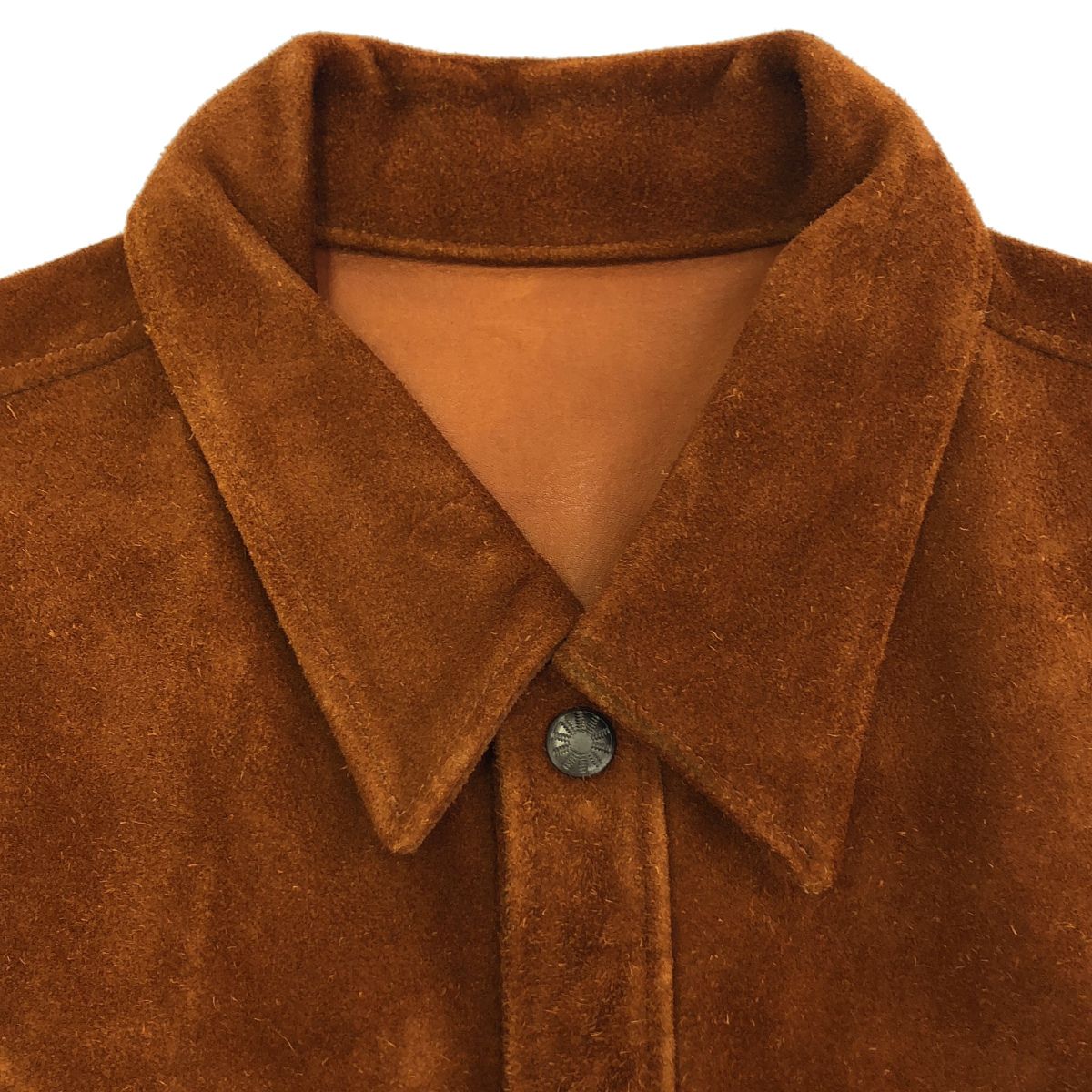 Y2 LEATHER STEER ROUGHOUT & SADDLE HORSE WESTERN SHIRT JACKET スウェードレザーウエスタンジャケット WJ-04 ブラウン 42