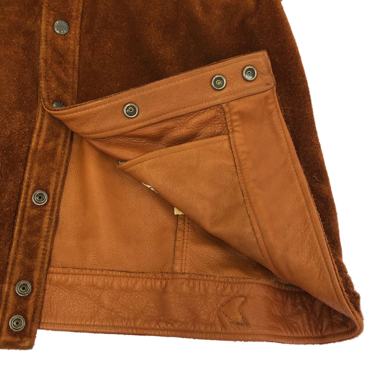 Y2 LEATHER STEER ROUGHOUT & SADDLE HORSE WESTERN SHIRT JACKET スウェードレザーウエスタンジャケット WJ-04 ブラウン 42