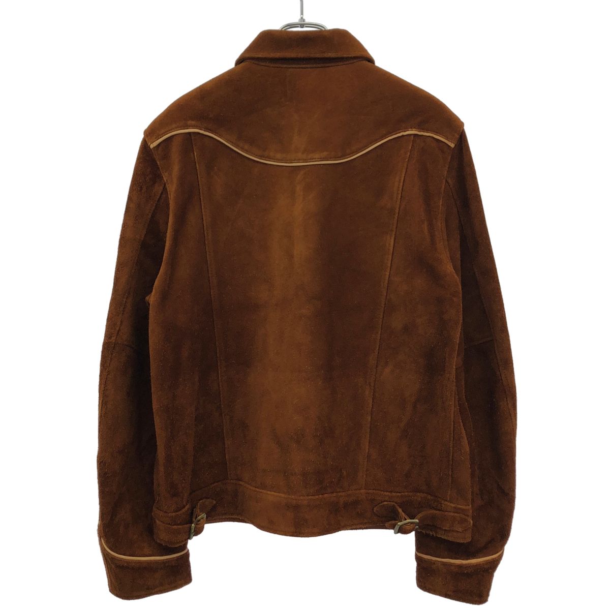 Y2 LEATHER STEER ROUGHOUT & SADDLE HORSE WESTERN SHIRT JACKET スウェードレザーウエスタンジャケット WJ-04 ブラウン 42