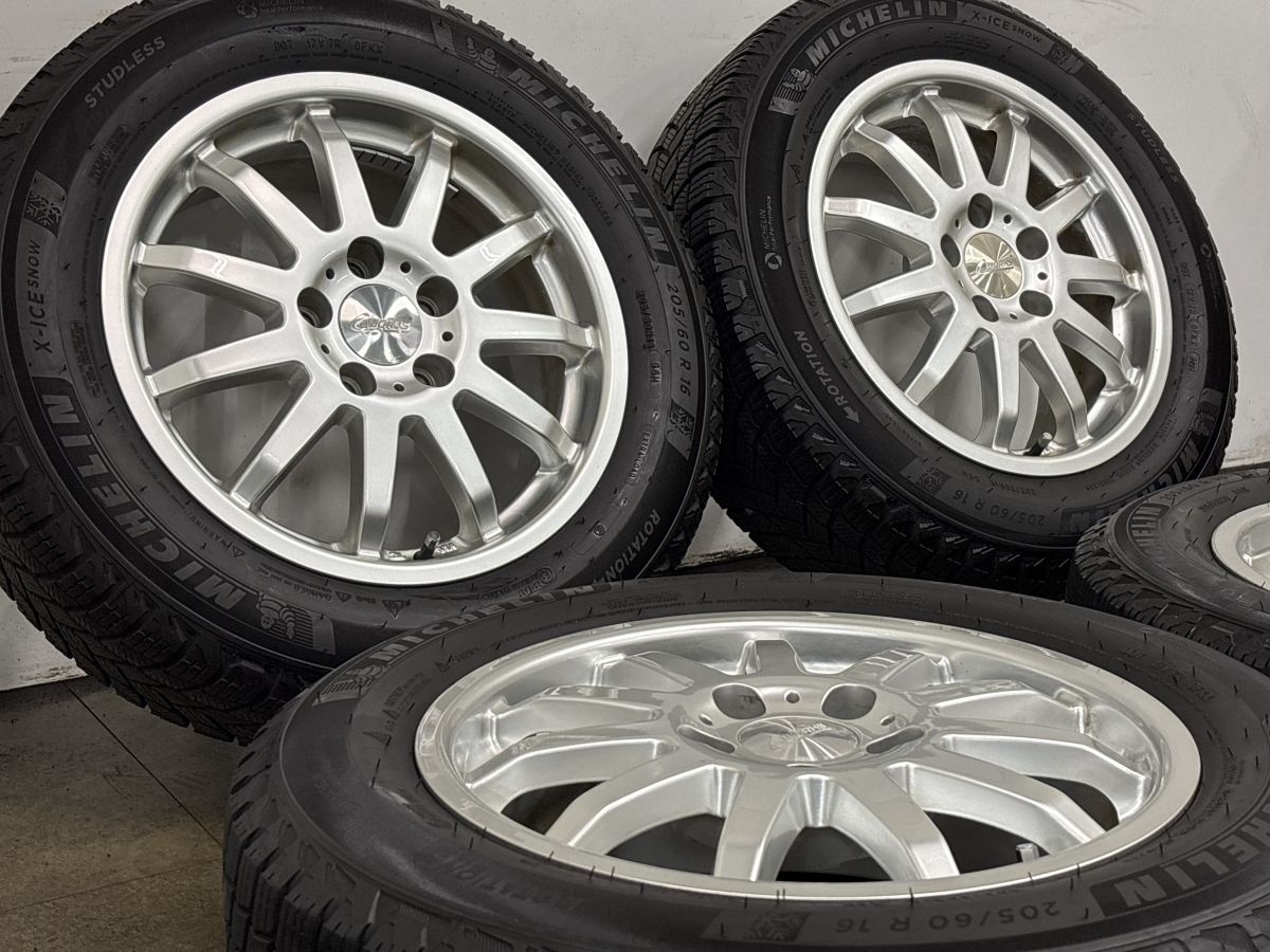 【バリ溝】C-WORKS MS-1 16in 6.5J +40 PCD112 ミシュラン X-ICE SNOW 205/60R16 フォルクスワーゲン ゴルフ 5 6 7 8 トゥーラン 等に