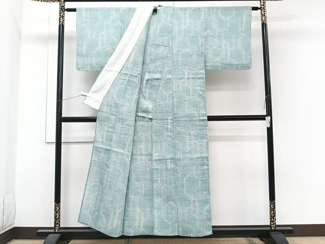 平和屋着物*夏物 本場小千谷縮 紗 亀甲重ね文 反端付き 麻 逸品 CABJ4022xi 平和屋着物*夏物 本場小千谷縮 紗 亀甲重ね文 反端付き 麻 逸品 CABJ4022xi