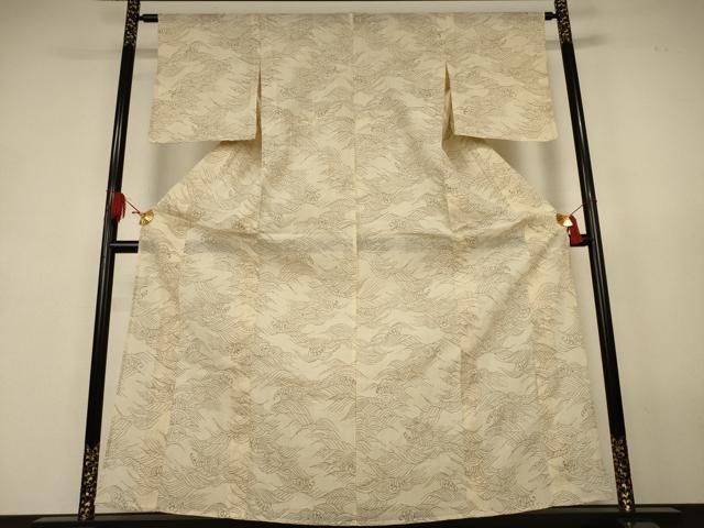 平和屋着物＊夏物　小千谷ちぢみ　立波文　麻　逸品　AABJ9190jd