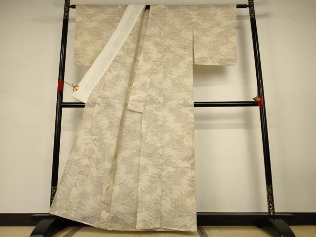 平和屋着物＊夏物　小千谷ちぢみ　立波文　麻　逸品　AABJ9190jd