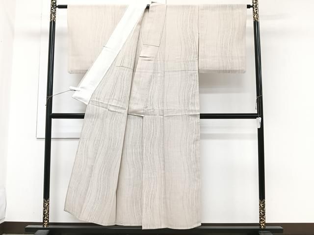 平和屋着物＊夏物　夏結城　100亀甲　総詰め　よろけ縞　正絹　逸品　CABJ4047xi