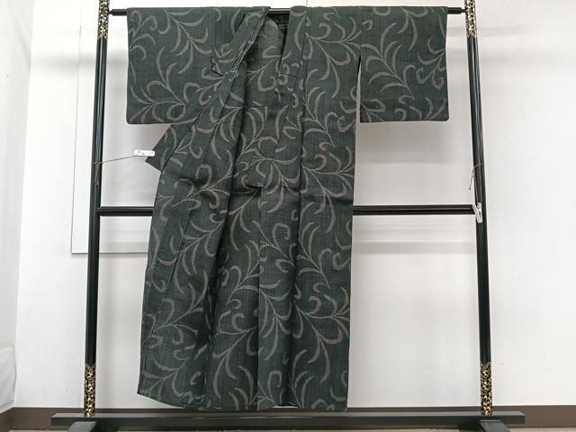 平和屋着物＊夏物　紬　唐草文　正絹　逸品　CABJ4054xi