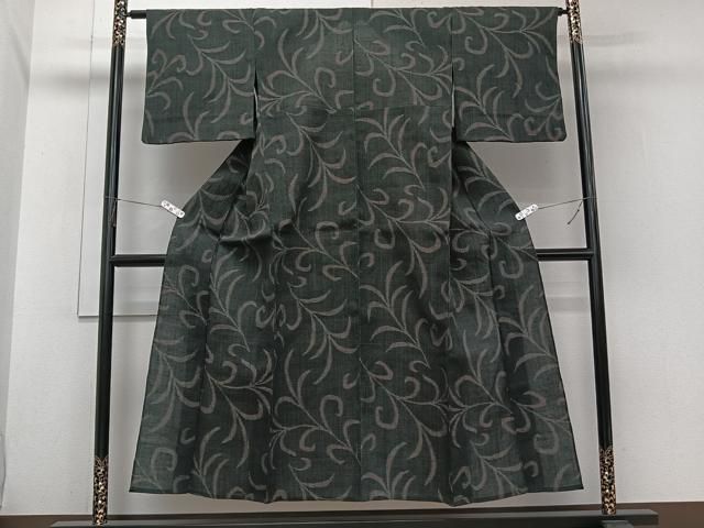 平和屋着物＊夏物　紬　唐草文　正絹　逸品　CABJ4054xi