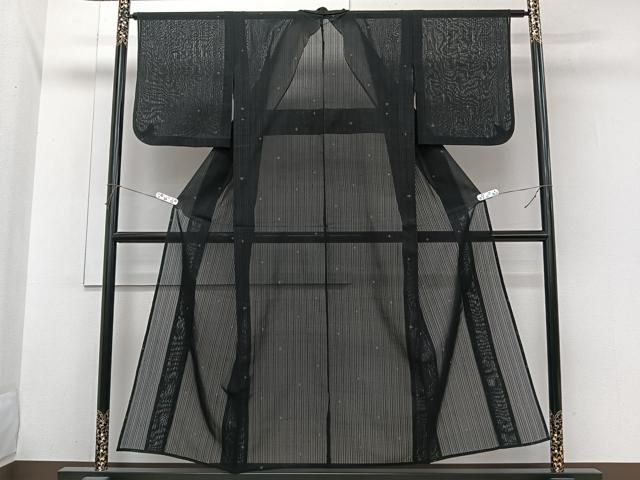 平和屋着物*夏物 紗紬 十字文様 黒地 正絹 逸品 CABJ4056xi 平和屋着物*夏物 紗紬 十字文様 黒地 正絹 逸品 CABJ4056xi