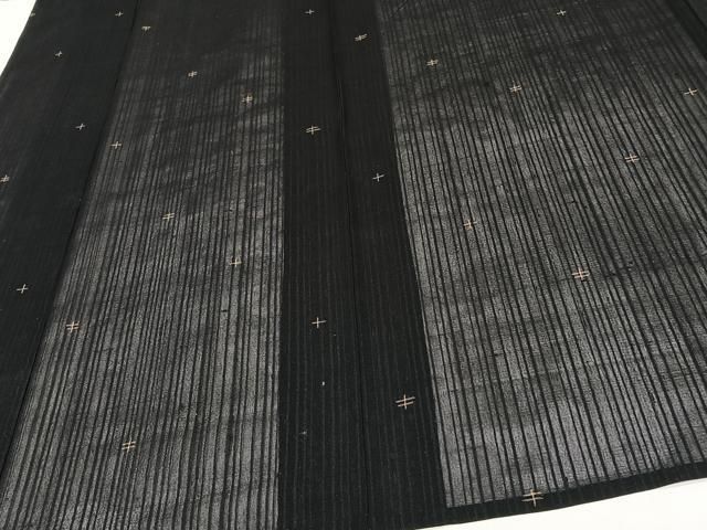 平和屋着物*夏物 紗紬 十字文様 黒地 正絹 逸品 CABJ4056xi 平和屋着物*夏物 紗紬 十字文様 黒地 正絹 逸品 CABJ4056xi