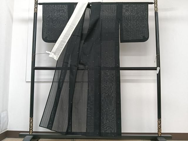 平和屋着物*夏物 紗紬 十字文様 黒地 正絹 逸品 CABJ4056xi 平和屋着物*夏物 紗紬 十字文様 黒地 正絹 逸品 CABJ4056xi