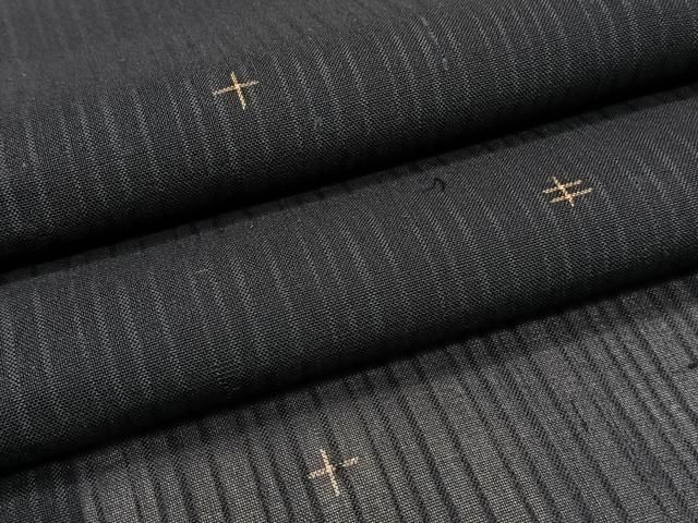 平和屋着物*夏物 紗紬 十字文様 黒地 正絹 逸品 CABJ4056xi