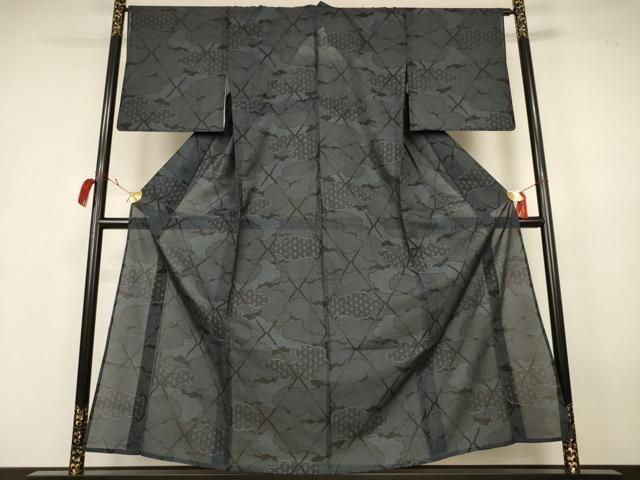 平和屋着物*夏物 本場大島紬 夏大島 雲取り吉祥文 正絹 逸品 AABK2611jd