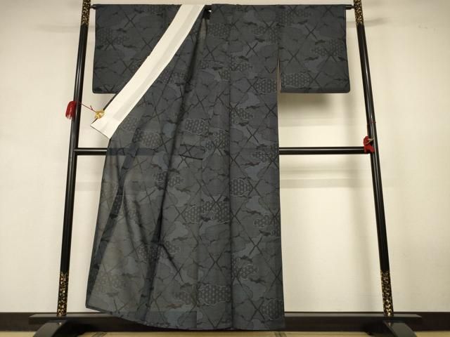 平和屋着物＊夏物　本場大島紬　夏大島　雲取り吉祥文　正絹　逸品　AABK2611jd