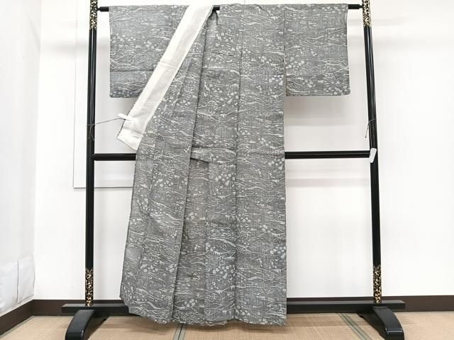 平和屋着物*夏物 本場小千谷縮 風景文 麻 逸品 CABJ4061xi 平和屋着物*夏物 本場小千谷縮 風景文 麻 逸品 CABJ4061xi