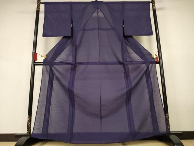 平和屋着物＊夏物　色無地　芝紋紗　黒紅色　正絹　逸品　AABK2616jd