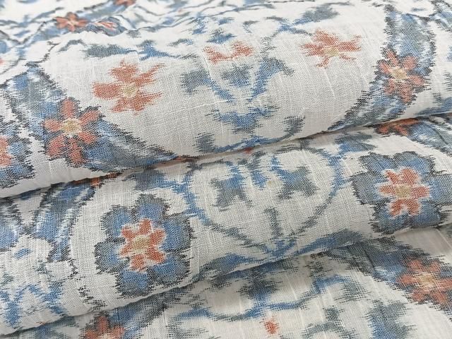 平和屋着物*夏物 本場小千谷縮 花唐草文 麻 逸品 CABJ4062xi