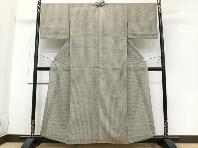 平和屋着物＊夏物　紗紬　縞　正絹　逸品　CABJ4065xi