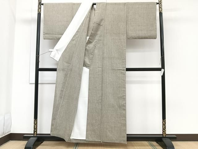 平和屋着物＊夏物　紗紬　縞　正絹　逸品　CABJ4065xi