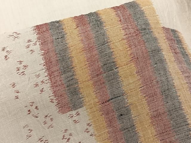平和屋着物＊夏物　本場小千谷縮　幾何学文　麻　逸品　CABJ4066xi