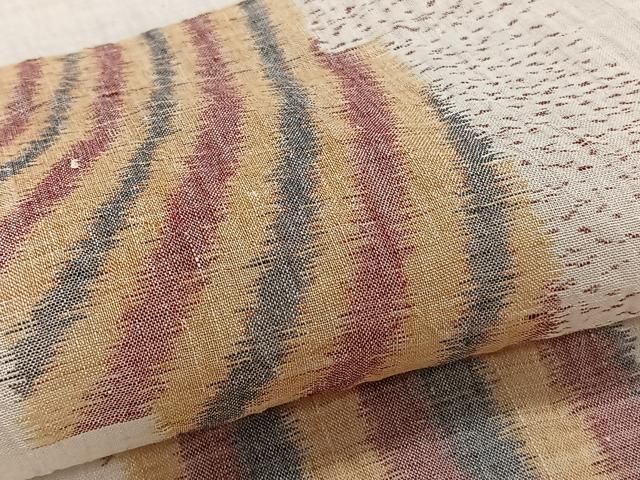 平和屋着物＊夏物　本場小千谷縮　幾何学文　麻　逸品　CABJ4066xi