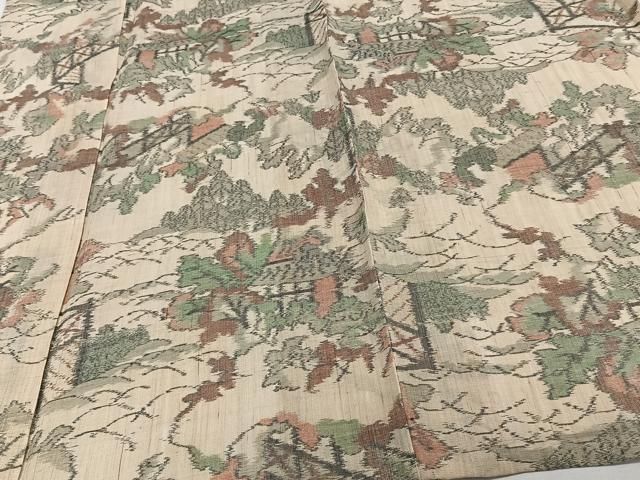 平和屋着物＊夏物　上布　風景文　麻　逸品　CABJ4067xi