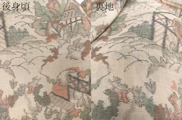 平和屋着物＊夏物　上布　風景文　麻　逸品　CABJ4067xi