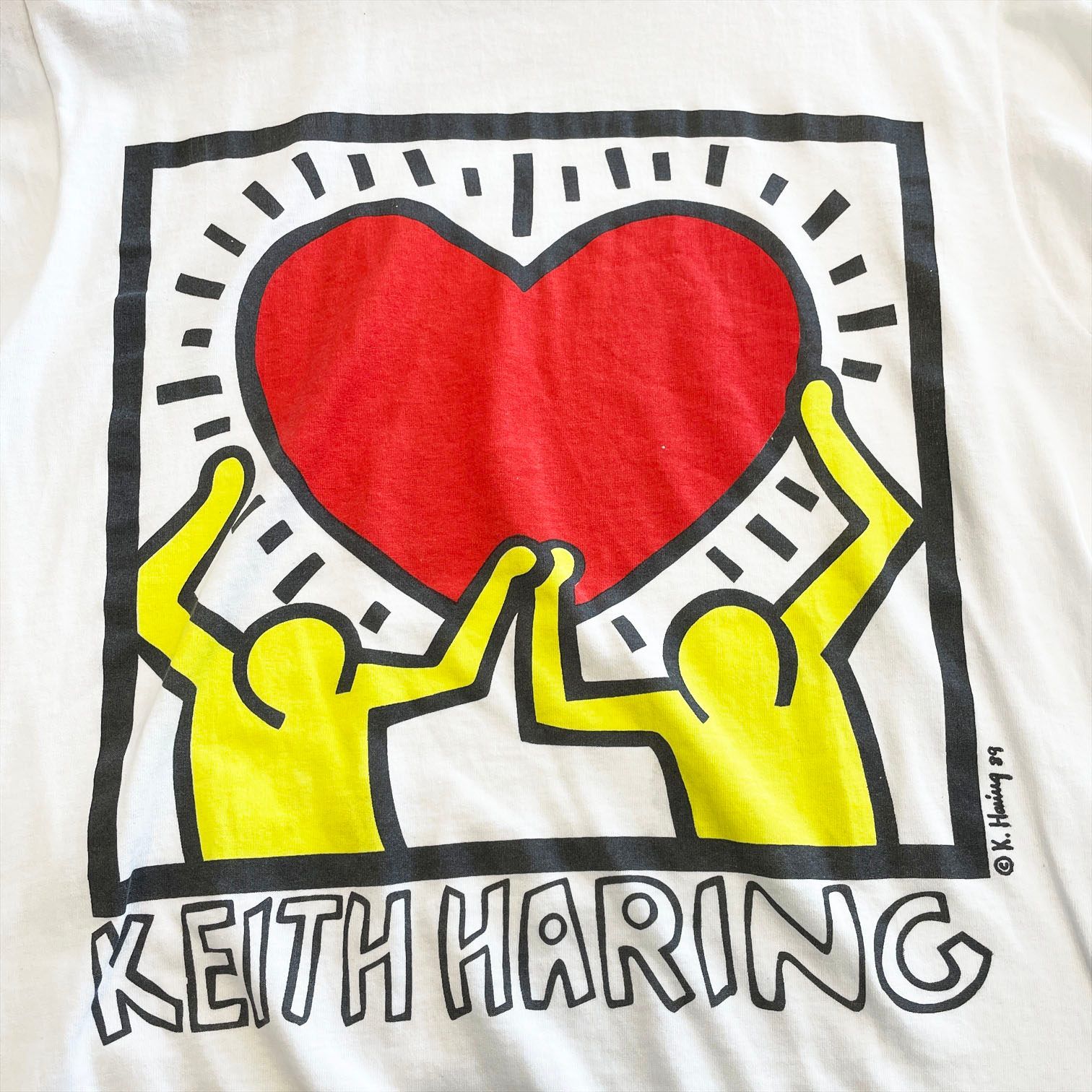 80s キース ヘリング Keith Haring A Masterpiece Tee ボディ 89年 USA 米国製 Tシャツ ヴィンテージ Ks6-61