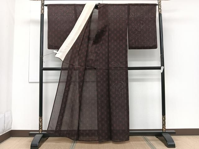 平和屋着物＊夏物　紗紬　麻の葉文　正絹　逸品　CABJ4090xi