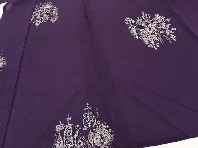 平和屋着物＊夏物　お召　吉祥文　寿光織　銀糸　正絹　逸品　CABJ4095xi