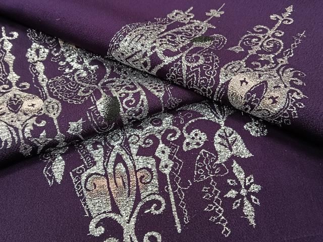 平和屋着物*夏物 お召 吉祥文 寿光織 銀糸 正絹 逸品 CABJ4095xi