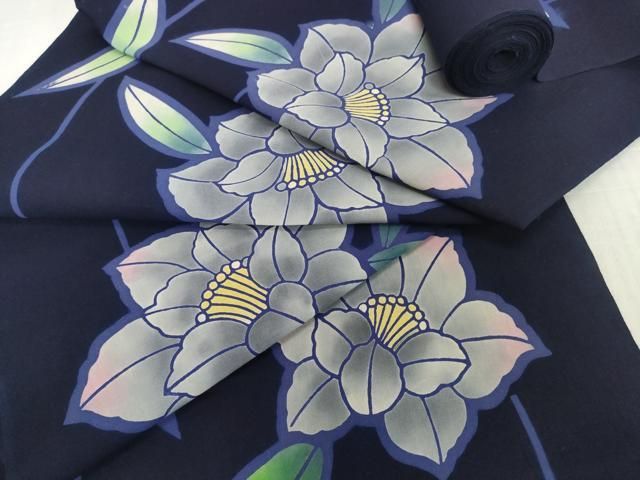 平和屋着物＊夏物　浴衣　反物　着尺　注染　草花文　綿　逸品　未使用　DABH2637zzz