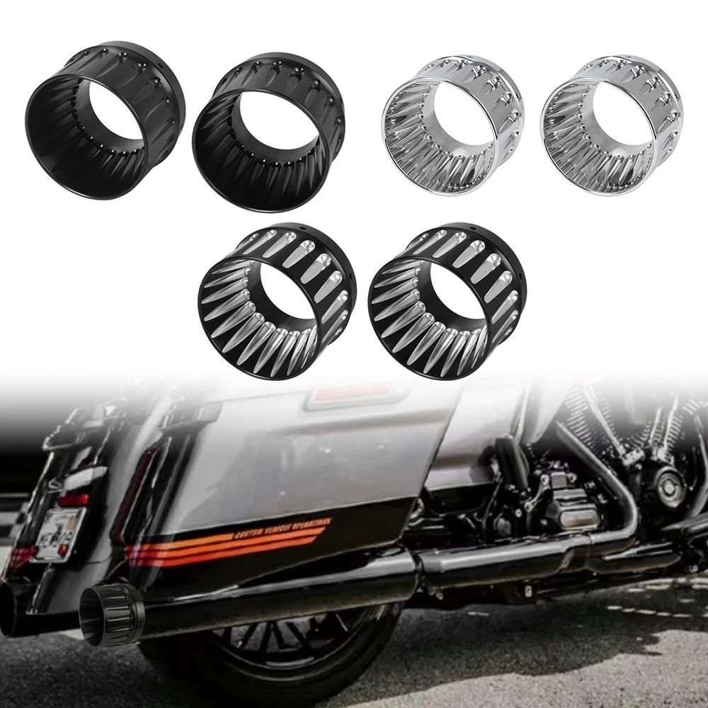 / MOTORCYCLE 4.4インチ SLIP ON EXHAUST MUFFLERS TIPS END CAPS HARLEY TOURING CVO STREET ELECTRA GLIDE ROAD KING FLHR