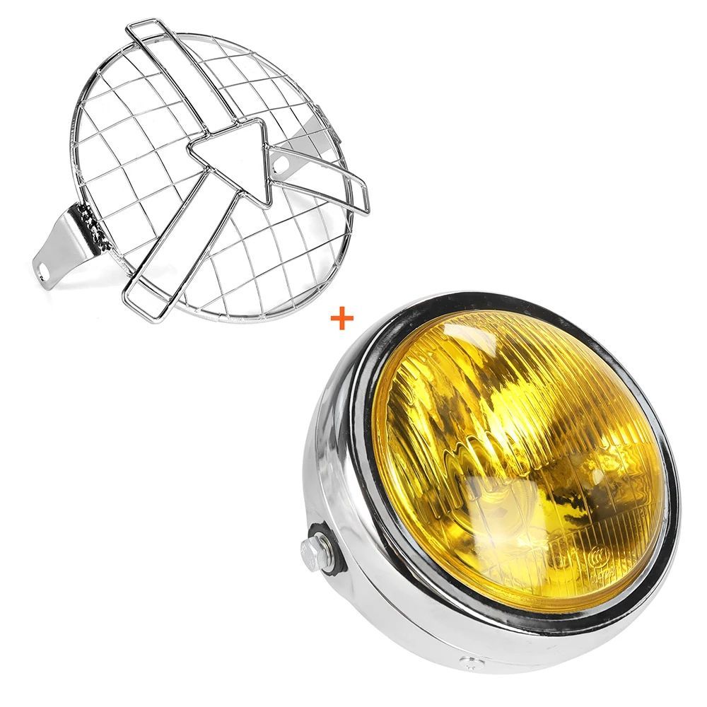 6.5'' FRONT MOTORCYCLE ROUND HEADLIGHT WITH MESH GRILL GUARD LAMP COVER PROTECTOR CAFE RACER CRUISER RETRO HEADLAMP 6.5'' FRONT MOTORCYCLE ROUND HEADLIGHT WITH MESH GRILL GUARD LAMP COVER PROTECTOR CAFE RACER CRUISER RETRO HEADLAMP