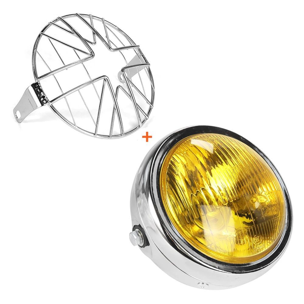 6.5'' FRONT MOTORCYCLE ROUND HEADLIGHT WITH MESH GRILL GUARD LAMP COVER PROTECTOR CAFE RACER CRUISER RETRO HEADLAMP 6.5'' FRONT MOTORCYCLE ROUND HEADLIGHT WITH MESH GRILL GUARD LAMP COVER PROTECTOR CAFE RACER CRUISER RETRO HEADLAMP