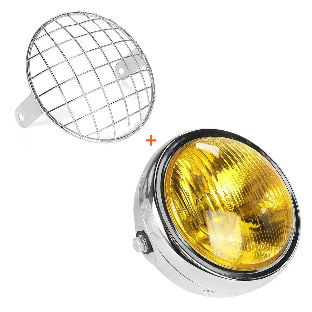 6.5'' FRONT MOTORCYCLE ROUND HEADLIGHT WITH MESH GRILL GUARD LAMP COVER PROTECTOR CAFE RACER CRUISER RETRO HEADLAMP 6.5'' FRONT MOTORCYCLE ROUND HEADLIGHT WITH MESH GRILL GUARD LAMP COVER PROTECTOR CAFE RACER CRUISER RETRO HEADLAMP