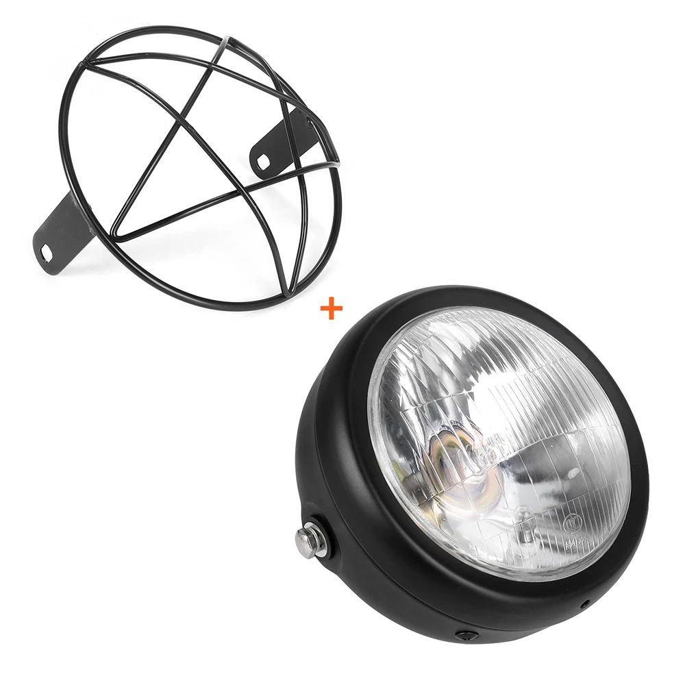 6.5'' FRONT MOTORCYCLE ROUND HEADLIGHT WITH MESH GRILL GUARD LAMP COVER PROTECTOR CAFE RACER CRUISER RETRO HEADLAMP 6.5'' FRONT MOTORCYCLE ROUND HEADLIGHT WITH MESH GRILL GUARD LAMP COVER PROTECTOR CAFE RACER CRUISER RETRO HEADLAMP