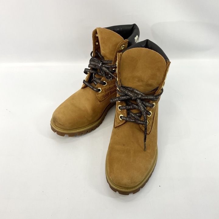 美品 Timberland ティンバーランド プレミアム ロゴ レースアップ ブーツ A1TUU A5959 26cm シューズ ブラウン メンズ 靴 _201