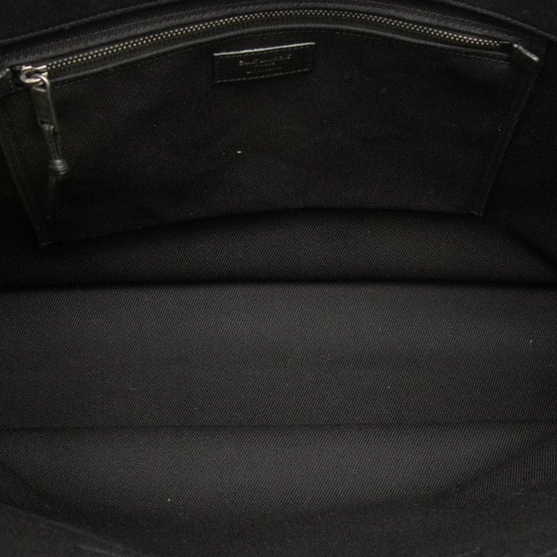 サンローラン RIVE GAUCHE リヴ ゴーシュ ロゴプリント トートバッグ GNR509415 ブラック キャンバス レザー レディース SAINT LAURENT【1-0274967】