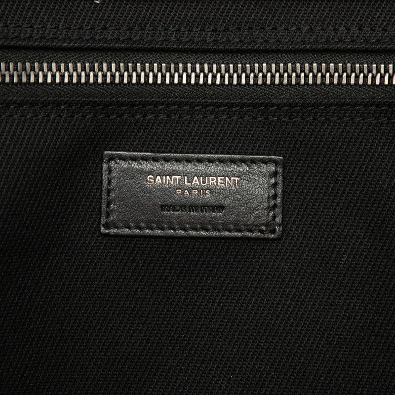 サンローラン RIVE GAUCHE リヴ ゴーシュ ロゴプリント トートバッグ GNR509415 ブラック キャンバス レザー レディース SAINT LAURENT【1-0274967】