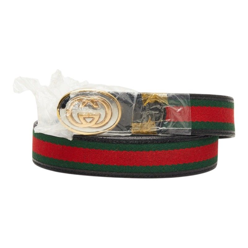 グッチ インターロッキングG シェリーライン ベルト サイズ:95/38 ブラック レザー メンズ GUCCI【1-0275442】