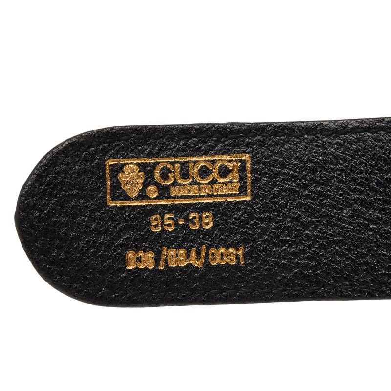 グッチ インターロッキングG シェリーライン ベルト サイズ:95/38 ブラック レザー メンズ GUCCI【1-0275442】