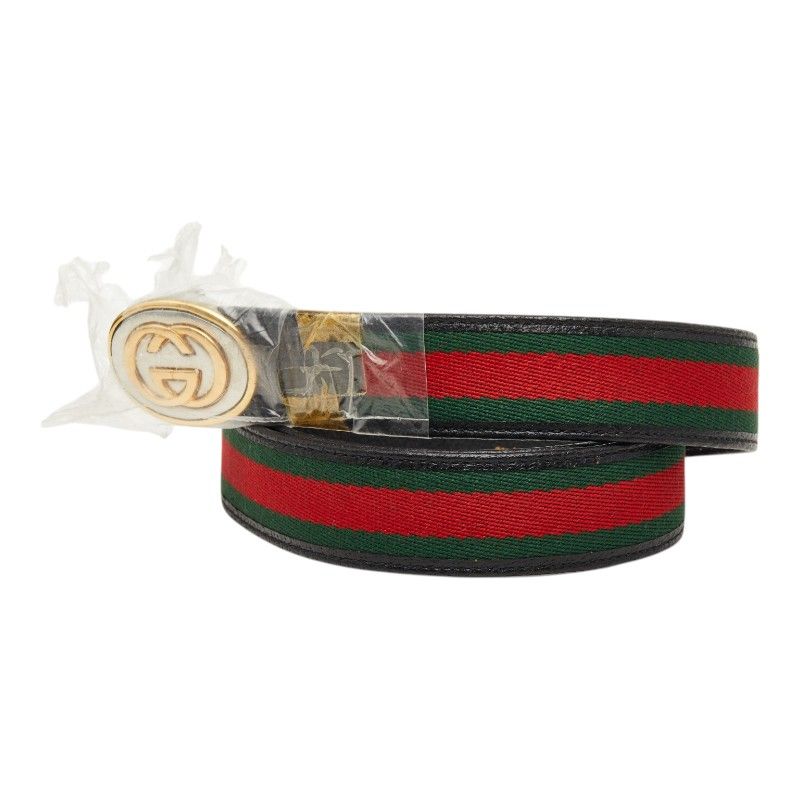 グッチ インターロッキングG シェリーライン ベルト サイズ:95/38 ブラック レザー メンズ GUCCI【1-0275442】