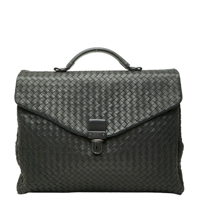 ボッテガヴェネタ イントレチャート ビジネスバッグ ブリーフケース グレー レザー メンズ BOTTEGAVENETA【228-77042】