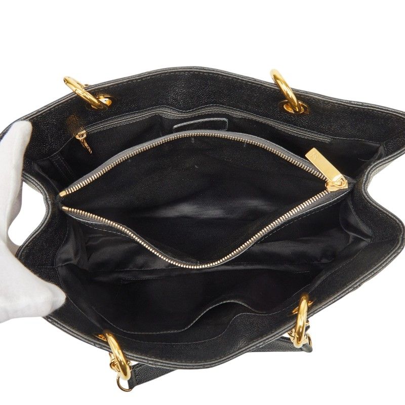 シャネル ココマーク マトラッセ GST チェーン トートバッグ ショルダーバッグ ブラック キャビアスキン レディース CHANEL【230-77166】
