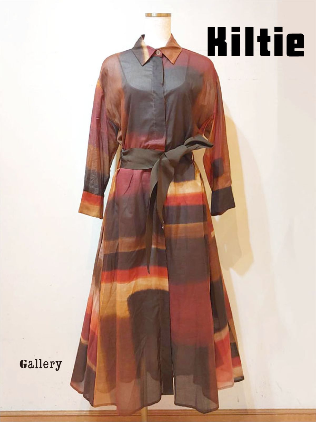 【未使用・新品】【公式正規取扱い】KILTIE(キルティ) ドレス シャツドレス ロングワンピース シャツワンピ グラデーション