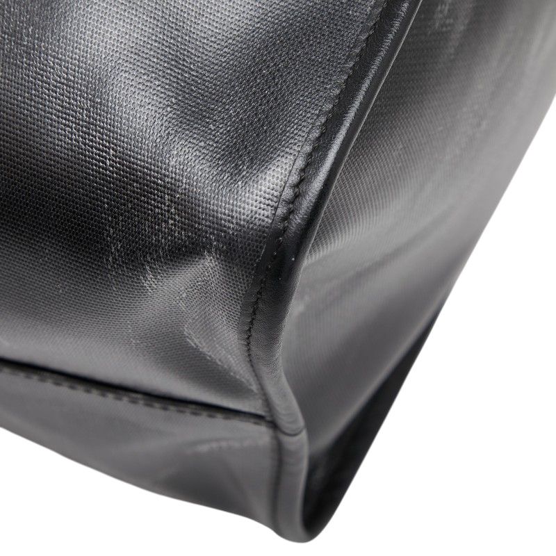 フェンディ ビッグロゴ フィッシュアイ トートバッグ ショルダーバッグ 2WAY 7VA390 ブラック ホワイト PVC レザー レディース FENDI【228-77365】