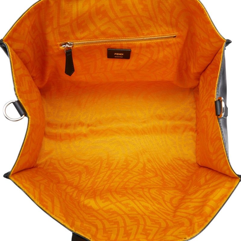 フェンディ ビッグロゴ フィッシュアイ トートバッグ ショルダーバッグ 2WAY 7VA390 ブラック ホワイト PVC レザー レディース FENDI【228-77365】