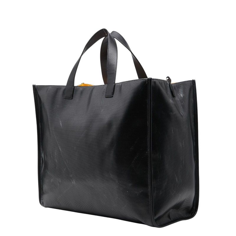 フェンディ ビッグロゴ フィッシュアイ トートバッグ ショルダーバッグ 2WAY 7VA390 ブラック ホワイト PVC レザー レディース FENDI【228-77365】